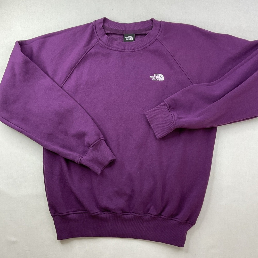 The North Face Sweatshirt Men Sz S Crewneck Pullover Purple TNF Embroidered - Picture 3 of 7